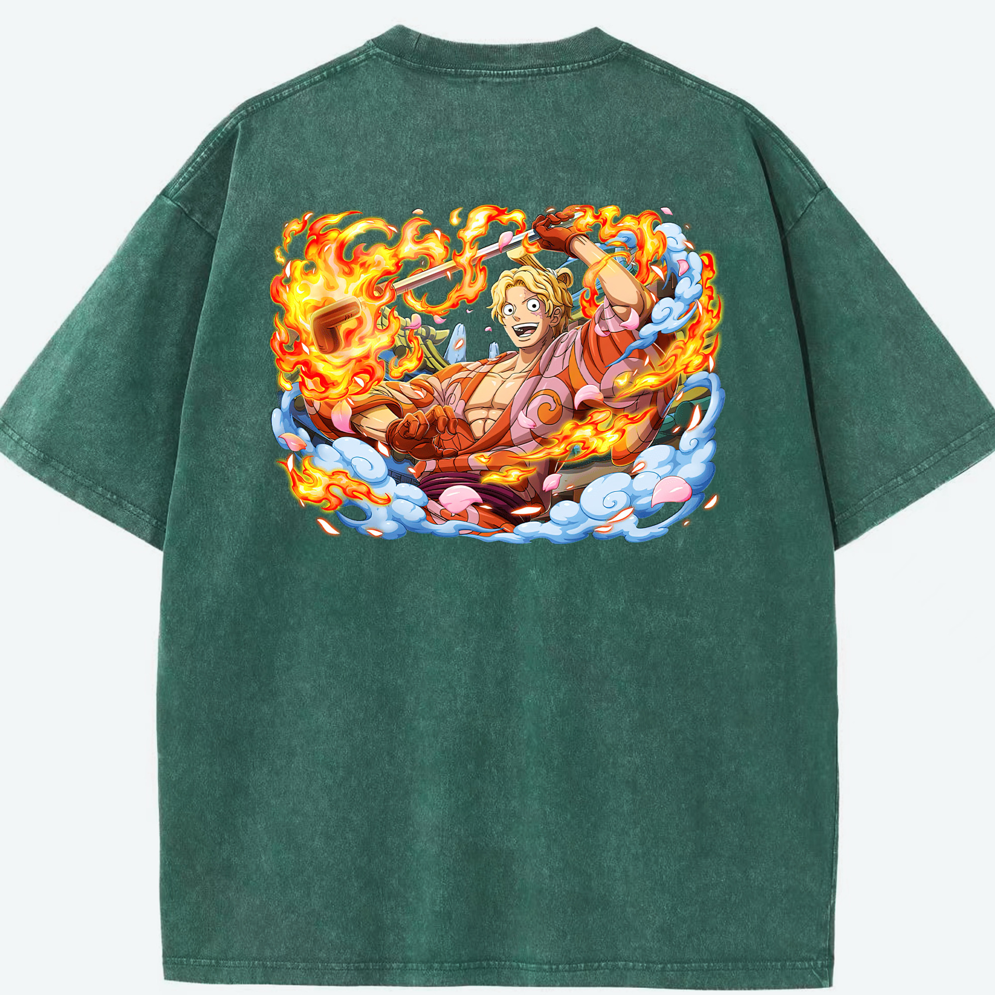 ワンピース サンジ ONE PIECE Sanji 綿100% ヴィンテージ風 半袖Tシャツ（背面プリント）